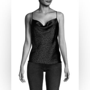 Renee C Monochrome Black Leopard Satin Cowl Neck Camisole New with tags